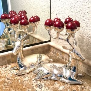 2 Pottery Barn Candle Holders, 2 sets candles